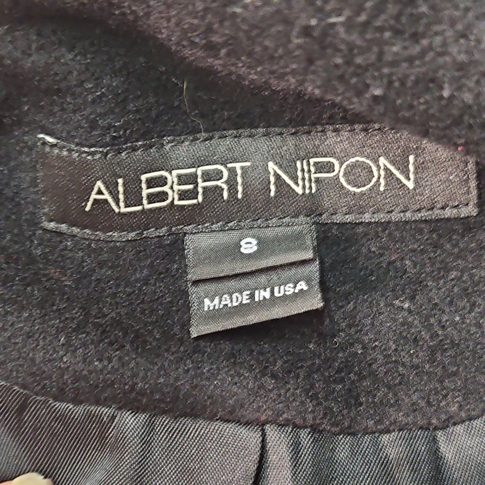 Albert Nipon Peacoat Womens 8 Black Double Breasted Wool Cashmere Blend USA - Picture 8 of 16